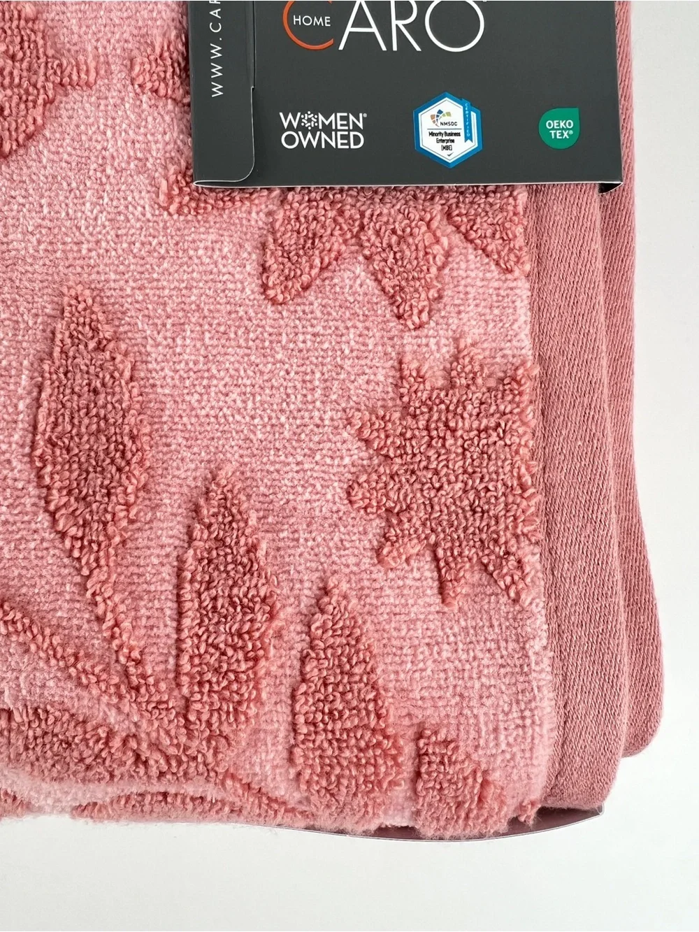 Caro Home Bath Towels Pink Floral Textured Ultra Soft 100% Cotton 2 Pc NEW